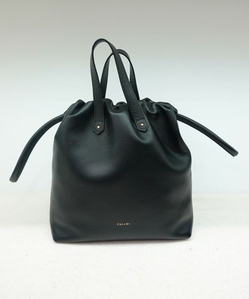 CULLNI(クルニ)】Leather Trimmed Check Canvas Handbag バッグ(BG-020B) | CAMBIO カンビオ