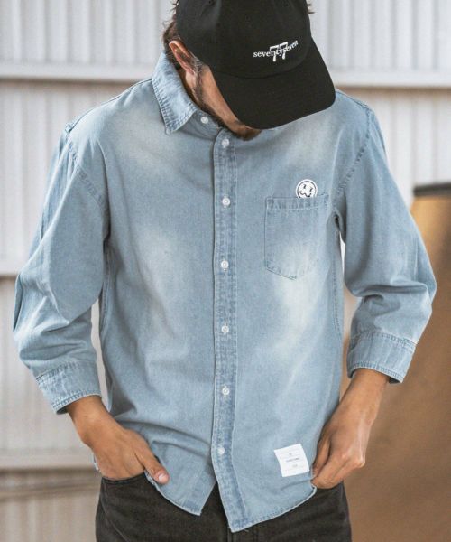30%OFF【seventy seven(セブンティセブン)】washed denim 3-4 sleeve