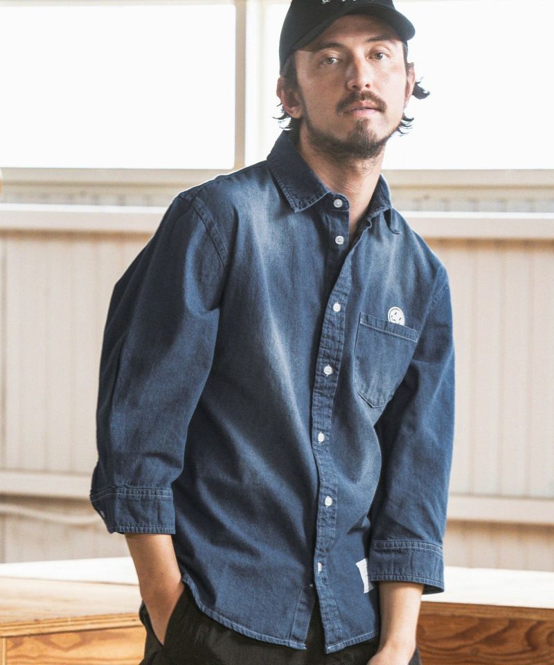 seventy seven(セブンティセブン)】washed denim 3-4 sleeve