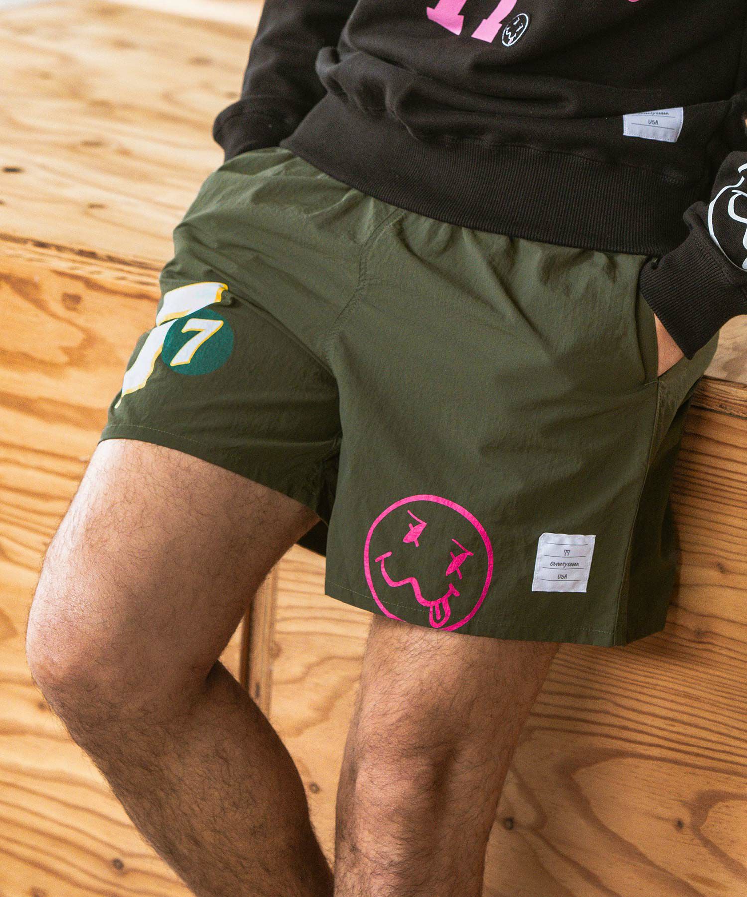 seventy seven(セブンティセブン)】taffeta short pants (77up&77smile 