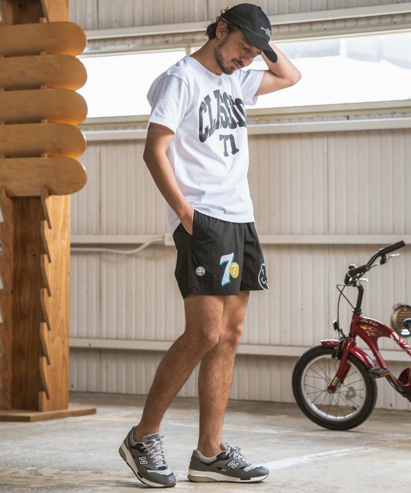 seventy seven(セブンティセブン)】taffeta short pants