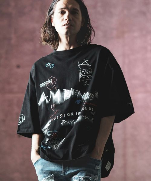 GLIMCLAP(グリムクラップ)】 Printed oversized T-shirt-Handwriting Art- Tシャツ(16-087-gls-ce)  | CAMBIO カンビオ