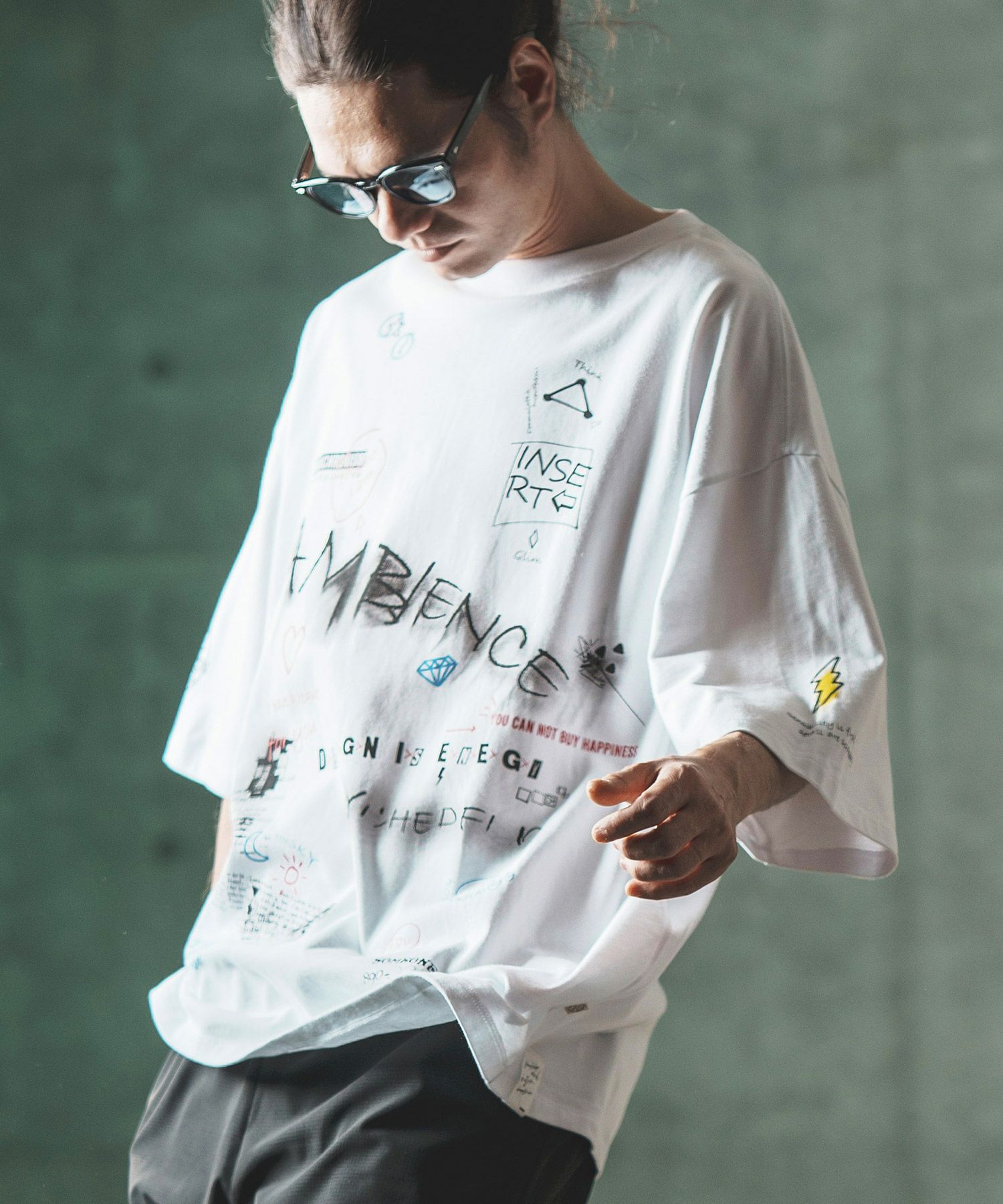 GLIMCLAP(グリムクラップ)】 Printed oversized T-shirt-Handwriting  