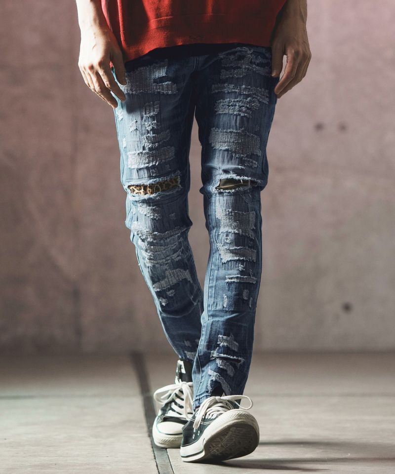 30%OFF【GLIMCLAP(グリムクラップ)】Distressed denim pants