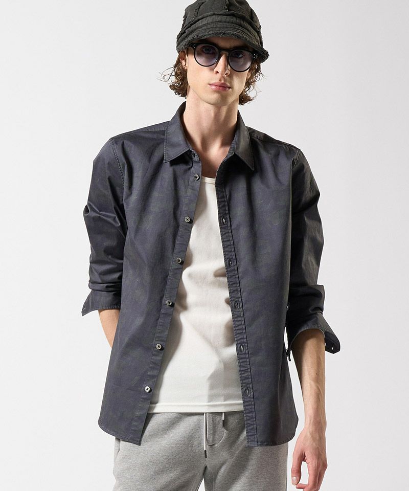 wjk simple oiled kip カウレザー　オープンカラーシャツ wjk simple oiled kip カウレザー オープンカラーシャツ セ