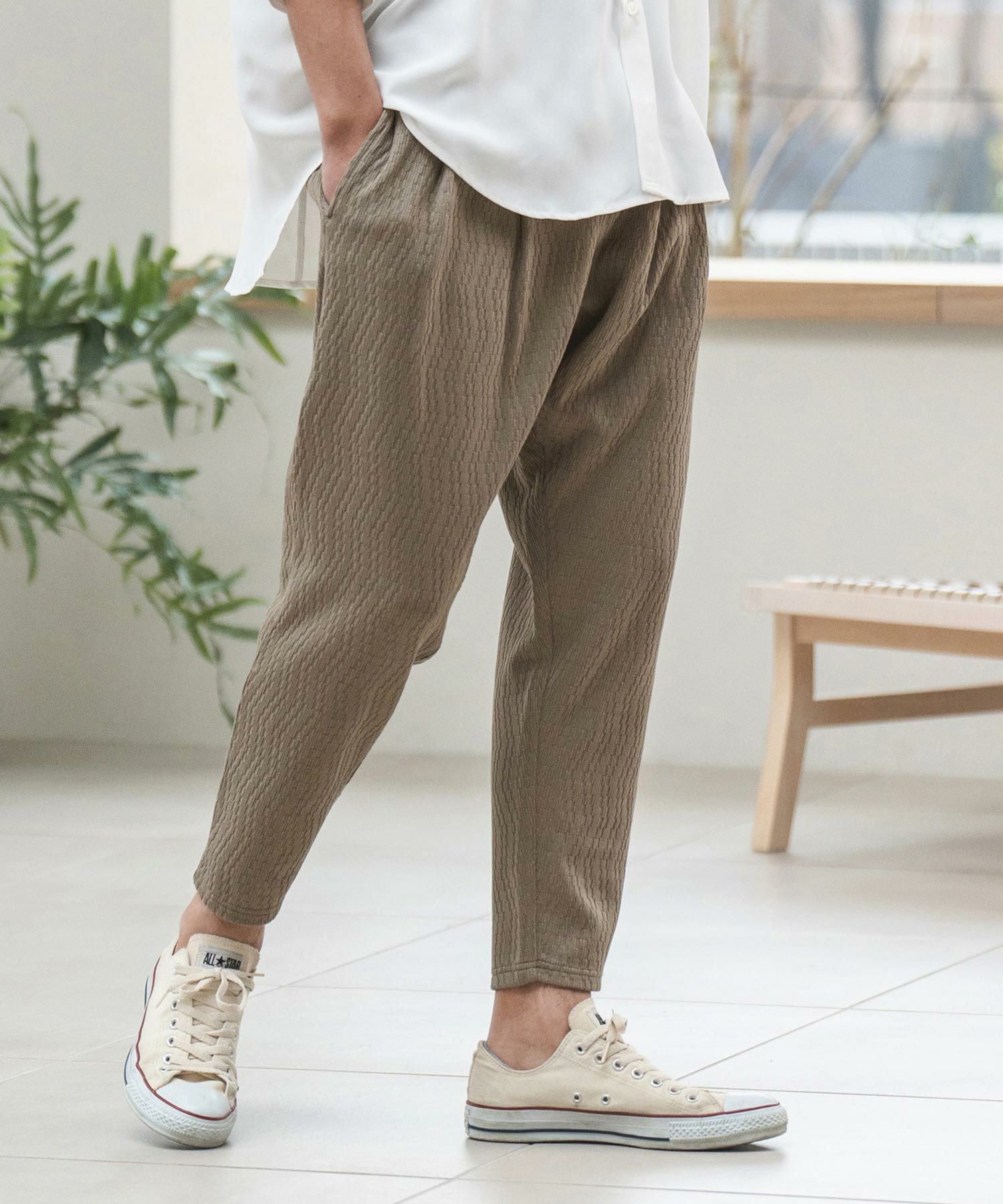 CAMBIO(カンビオ)】Jacquard Cut sew Tapered Pants テーパードパンツ 