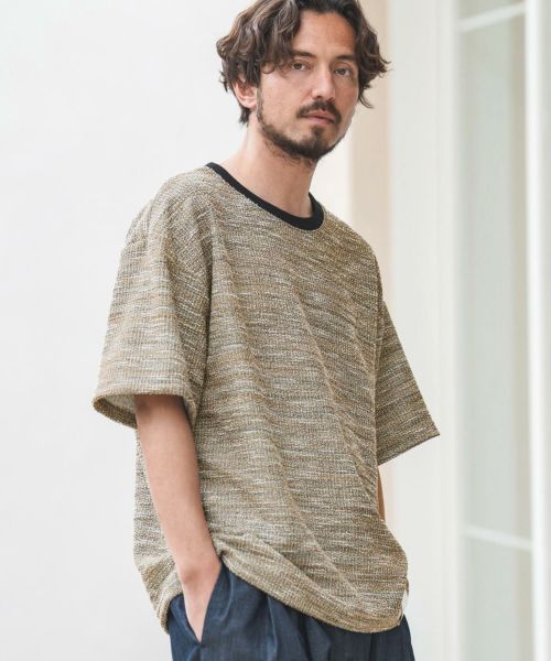 【CAMBIO(カンビオ)】Mixed Color Boucle Short Sleeve Cut sew Tシャツ(PF-241-010)