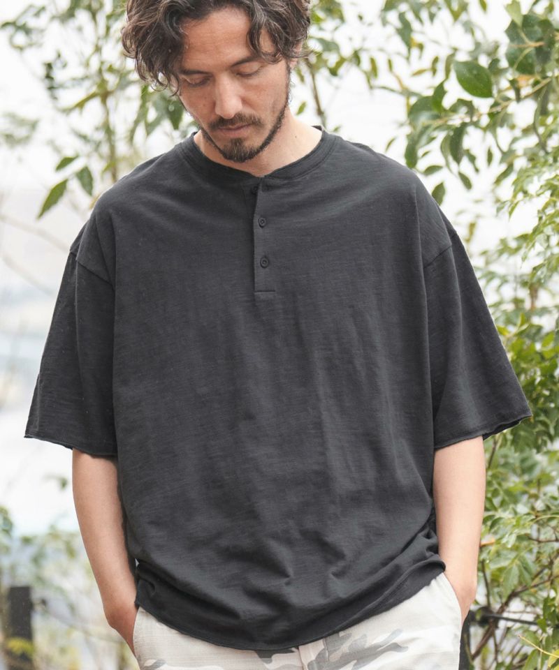 50%OFF【CAMBIO(カンビオ)】スラブ天竺ヘンリーTシャツ | CAMBIO