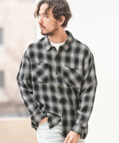 コロナ　シャツ　カジュアルシャツ　チェックシャツ 50%OFF【CAMBIO(カンビオ)】製品染めグラインダー加工チェック