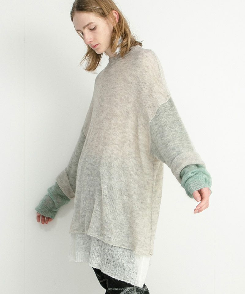 STOF(ストフ)】【予約販売9月中旬～下旬入荷】Mohair Color Layer Knit