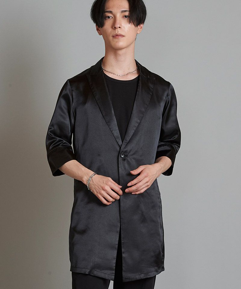 70%OFF【NO ID.(ノーアイディー)】ｸﾛｯﾌﾟﾄﾞｽﾘｰﾌﾞｻﾃﾝﾛﾝｸﾞJKT ジャケット