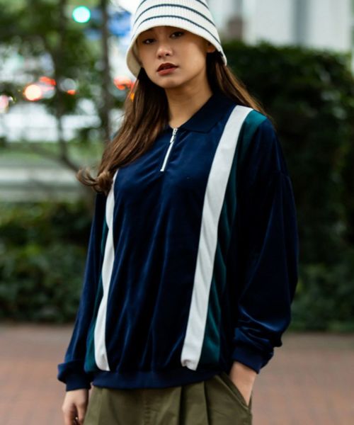50%OFF【430(フォーサーティ)】L-S VELOUR POLO ポロカットソー(24-075)
