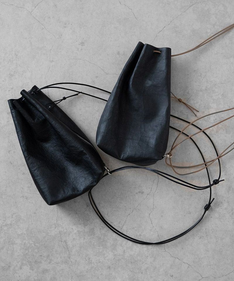 巾着　牛革 And A アンドエー / FINE LEATHER DRAWSTRING BAG【S】牛革巾