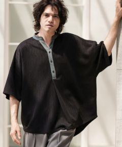30%OFF【CAMBIO(カンビオ)】Jacquard Combination Henley Neck