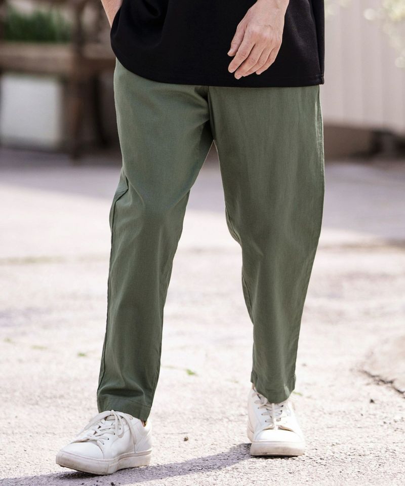 50%OFF【CAMBIO(カンビオ)】コットンリネンキャンバステーパードパンツ