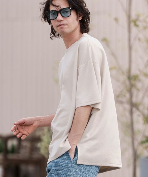 【CAMBIO(カンビオ)】カットスウェードサイドスリットTシャツ