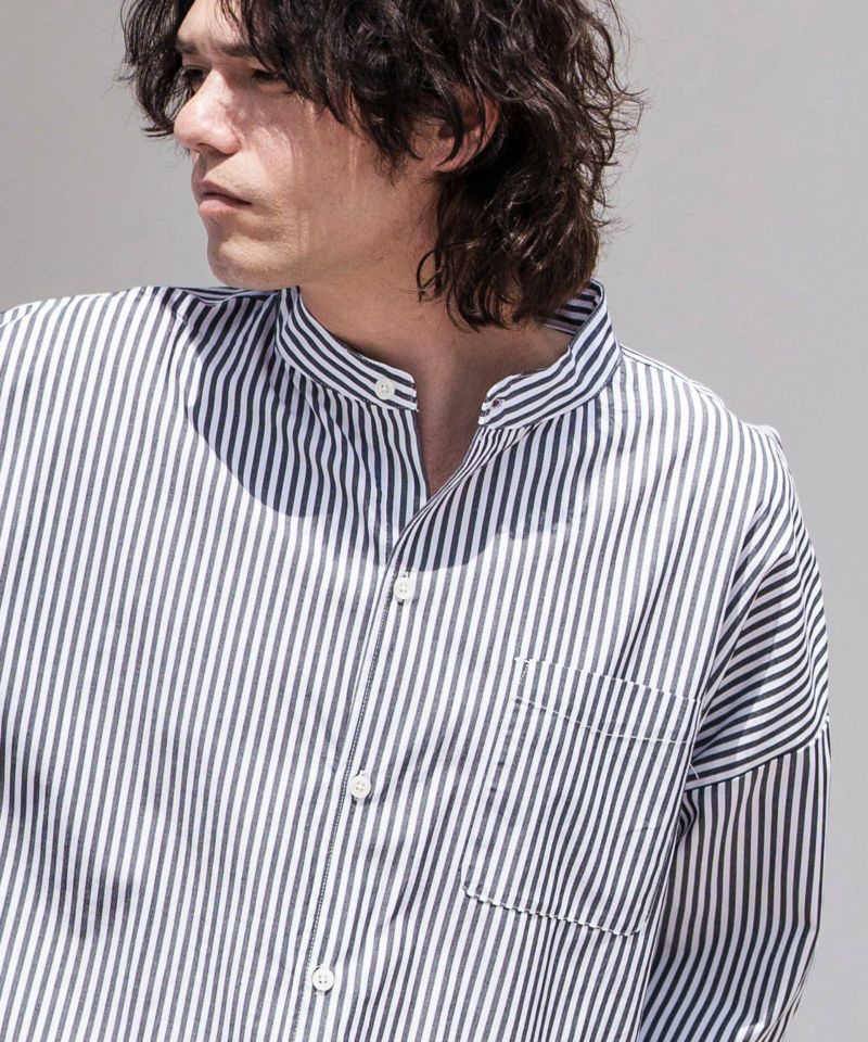 CAMBIO(カンビオ)】バンドカラービッグシルエットシャツ長袖