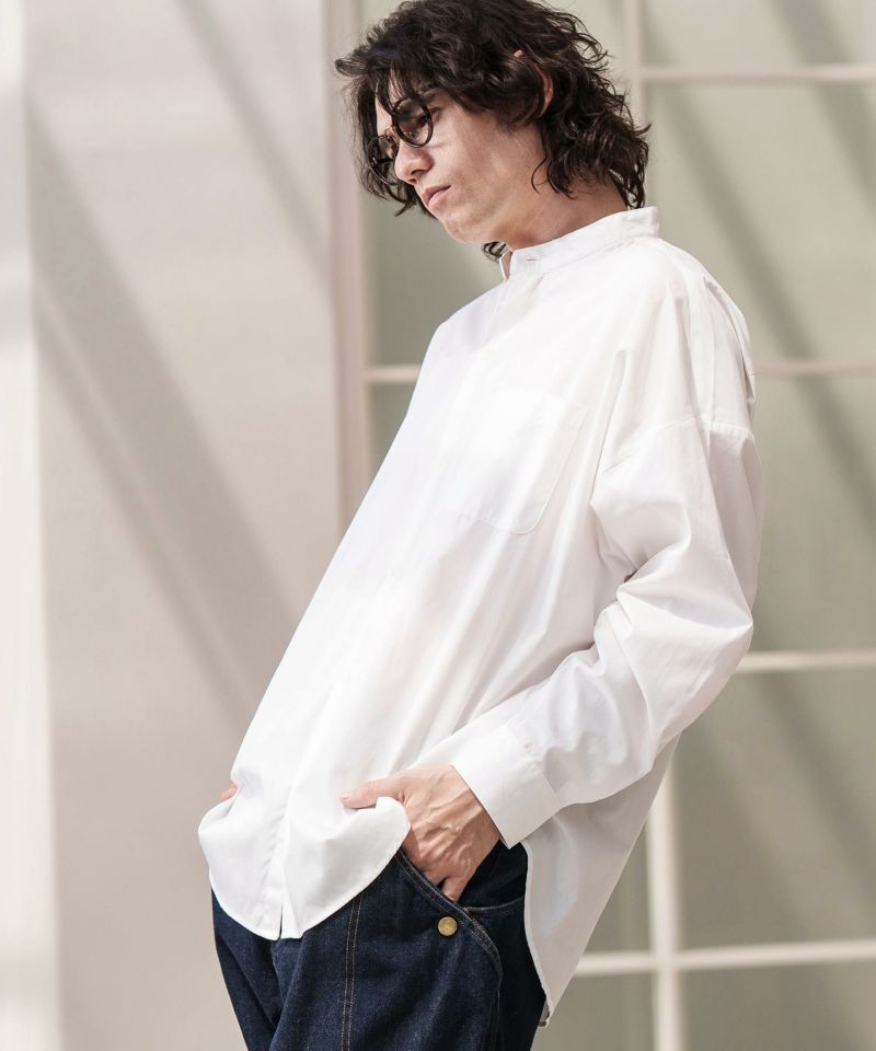 30%OFF【CAMBIO(カンビオ)】バンドカラービッグシルエットシャツ
