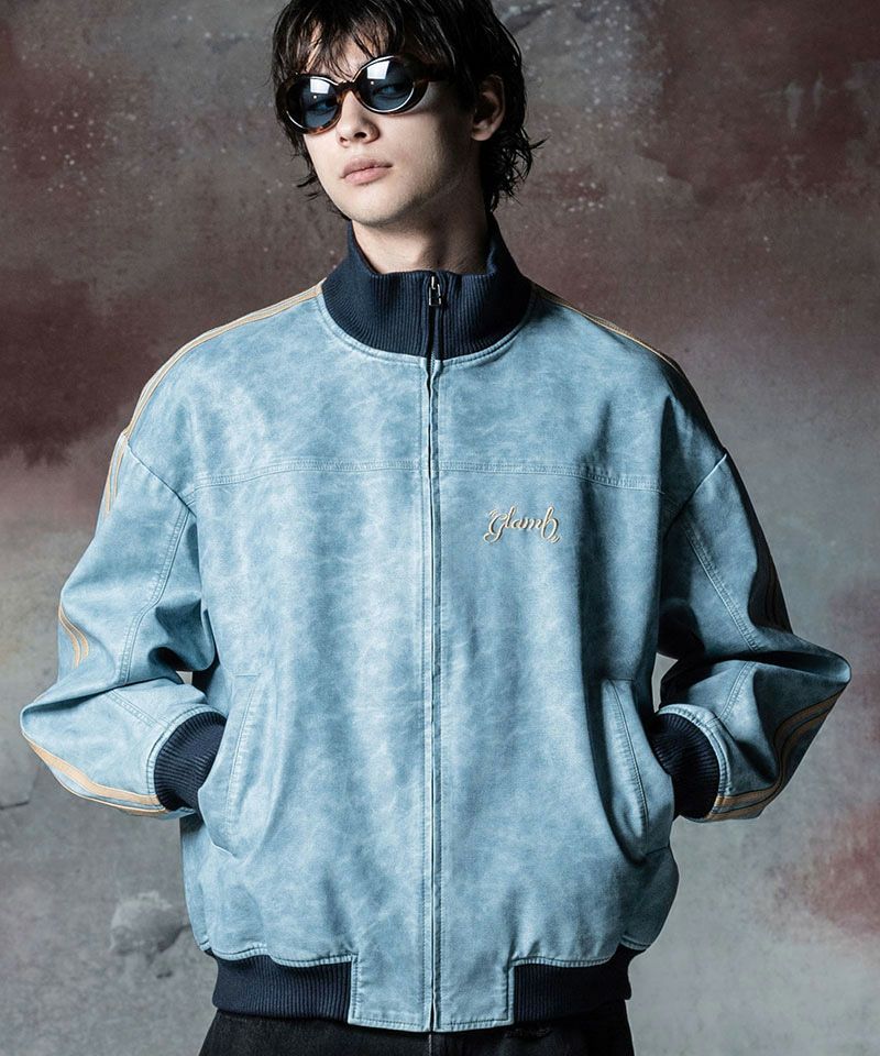 glamb(グラム)】Synth Leather Track Jacket シンセレザートラック 