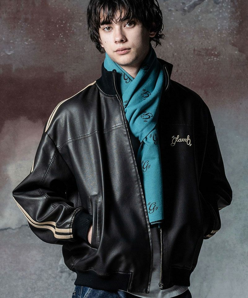 glamb(グラム)】Synth Leather Track Jacket シンセレザートラック 