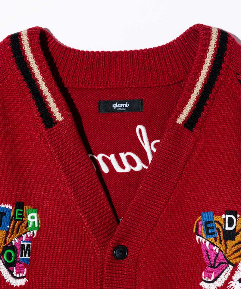 極美品glamb、グラム総刺繍スカジャン風ニットカーディガン Lサイズ