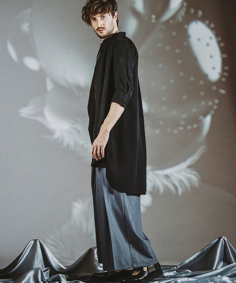 50%OFF【NO ID.(ノーアイディー)】ﾊﾞﾝﾄﾞｶﾗｰﾁｪﾝｼﾞﾝｸﾞﾛﾝｸﾞｼｱｰSH シャツ