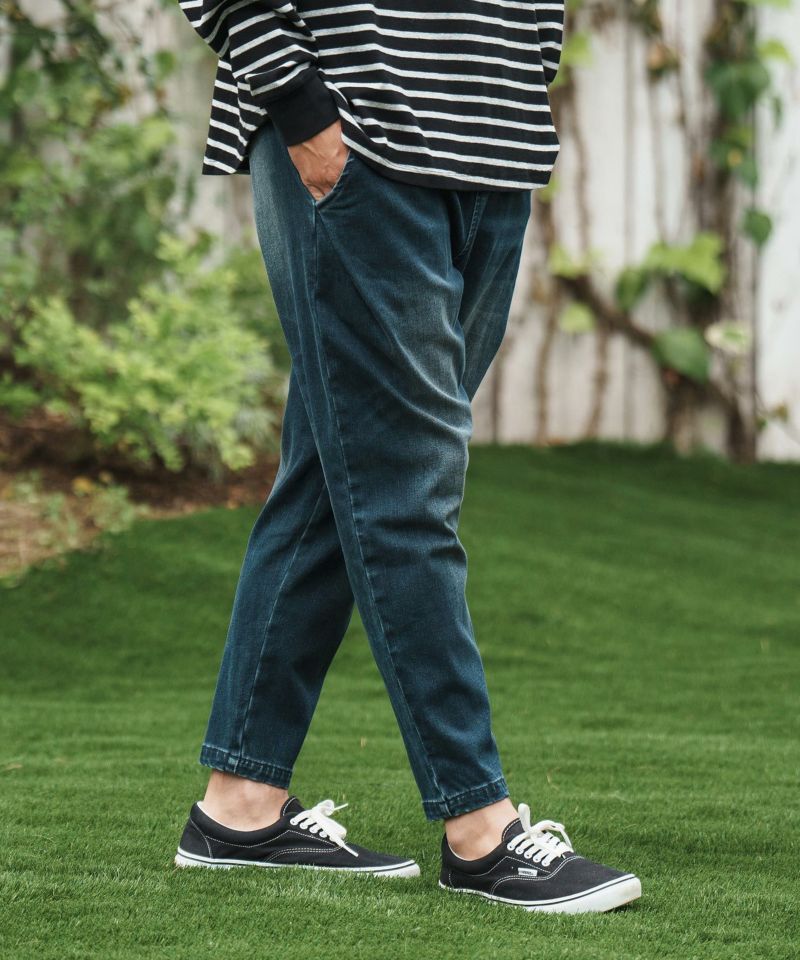 テーパードデニム　CAMBIO カンビオ サルエルパンツ裾リブデニムパンツ CAMBIO(カンビオ)】ストレッチデニム裾ZIPテーパードパンツ(BP