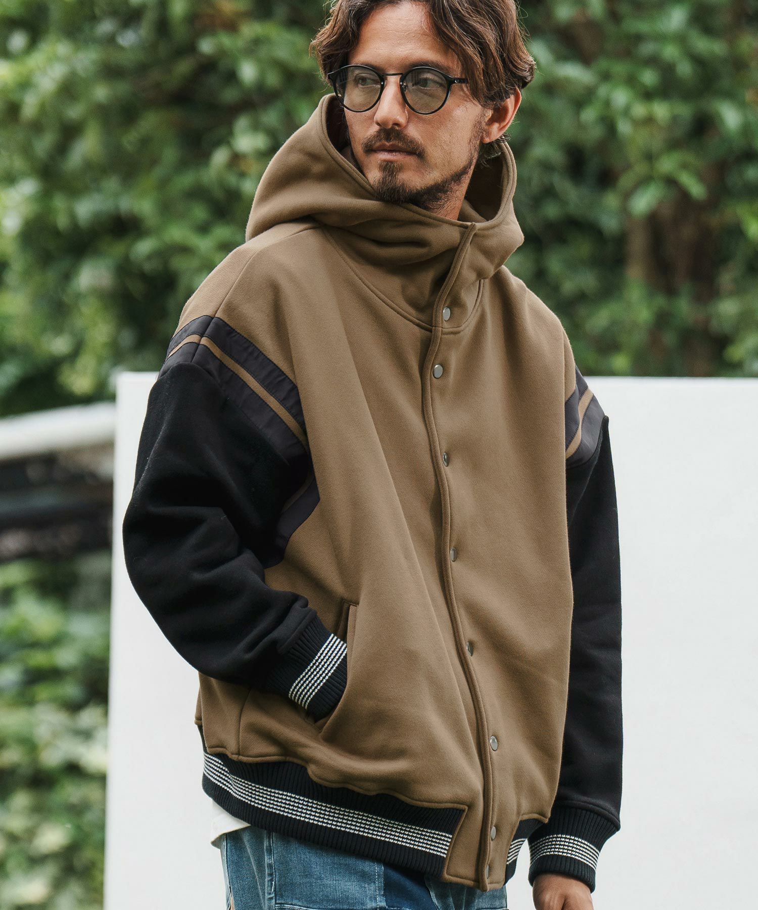 CAMBIO(カンビオ)】Back Brushed Sweat Hooded Studium Jacket 