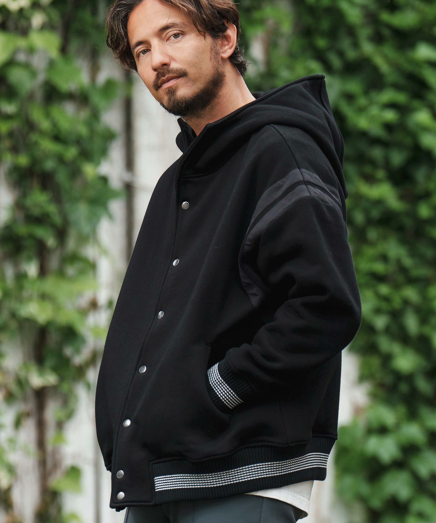 CAMBIO(カンビオ)】Back Brushed Sweat Hooded Studium Jacket  