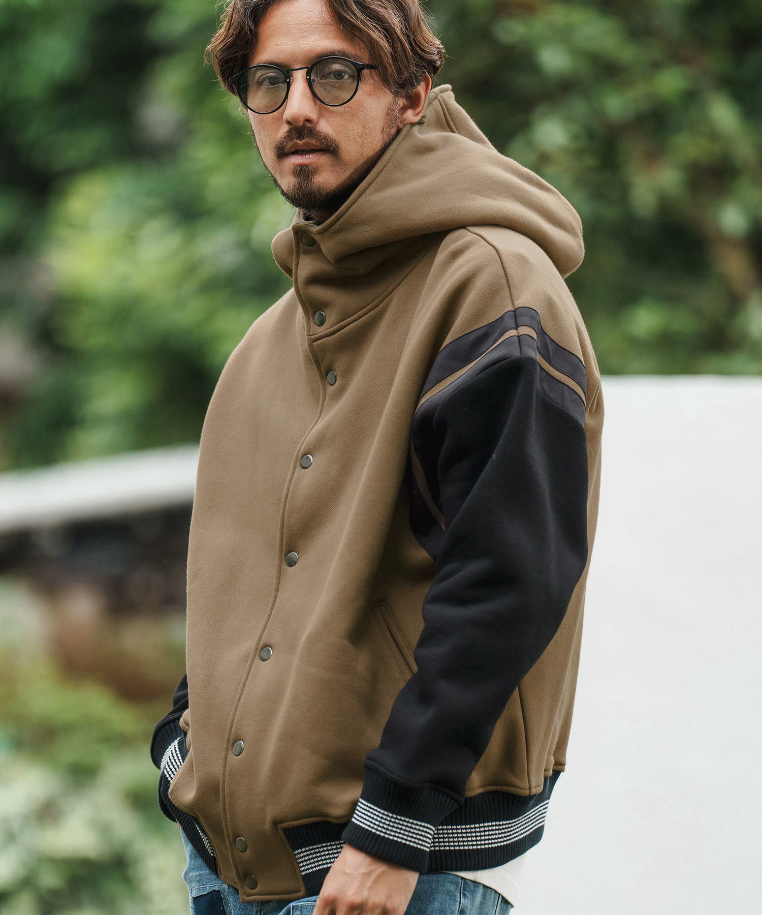 CAMBIO(カンビオ)】Back Brushed Sweat Hooded Studium Jacket  