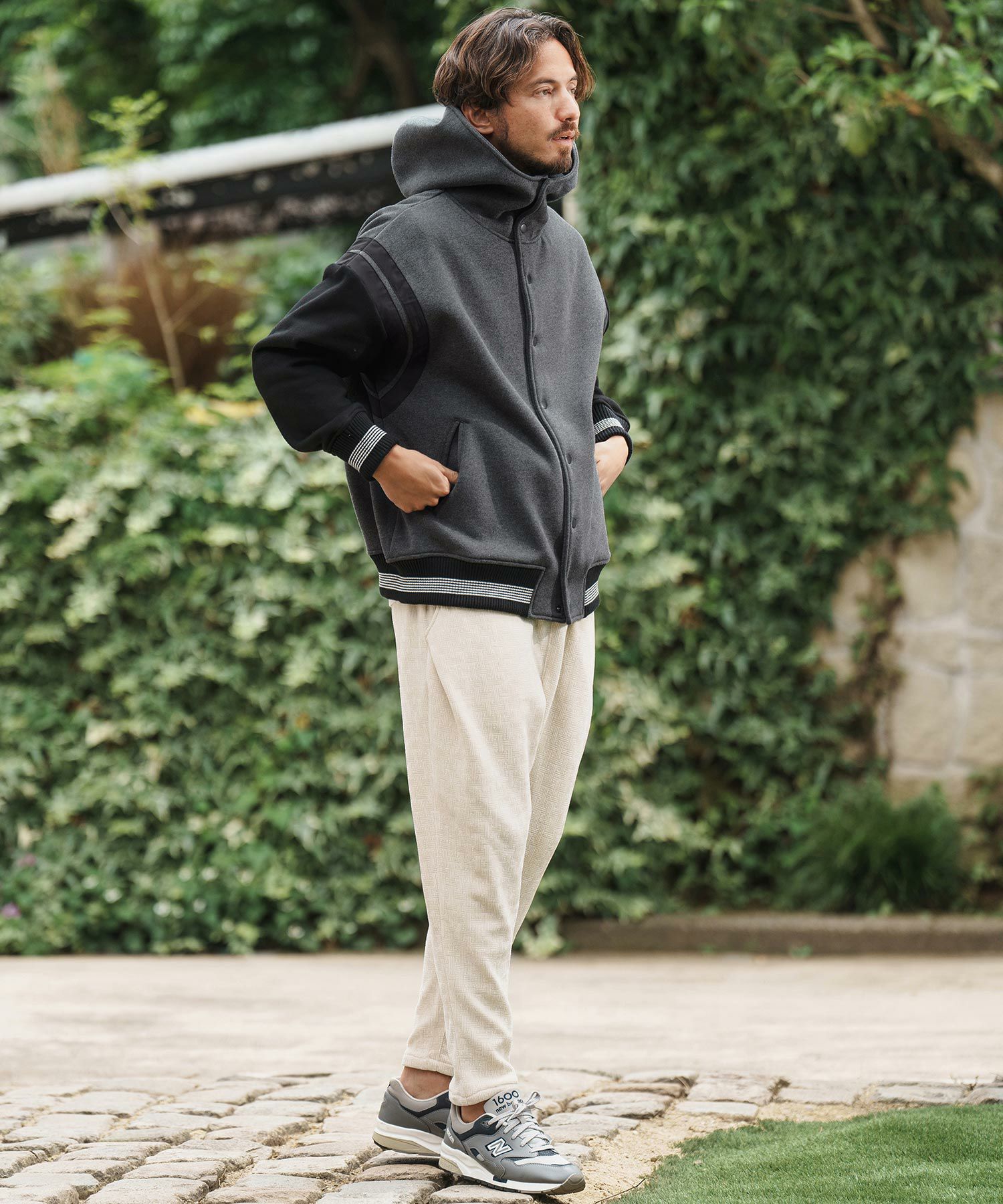 CAMBIO(カンビオ)】Back Brushed Sweat Hooded Studium Jacket 