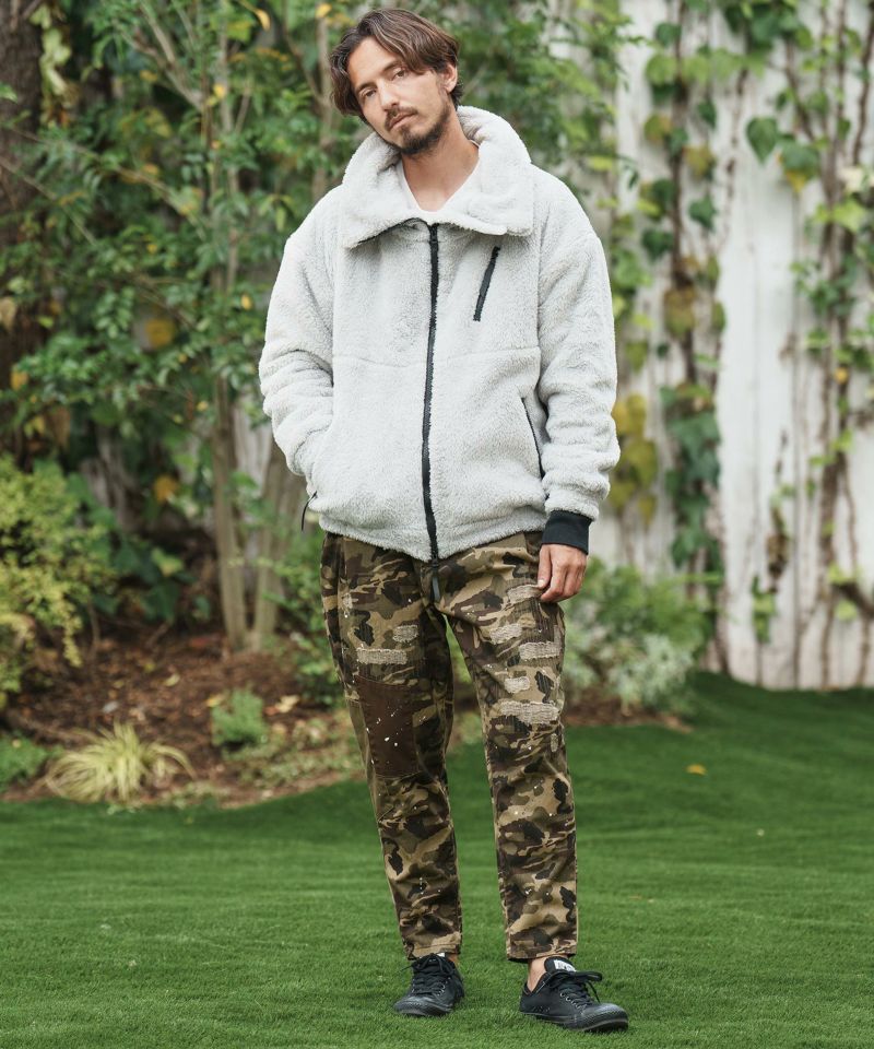 CAMBIO(カンビオ)】Camouflage Pattern Twill Distressed Pants