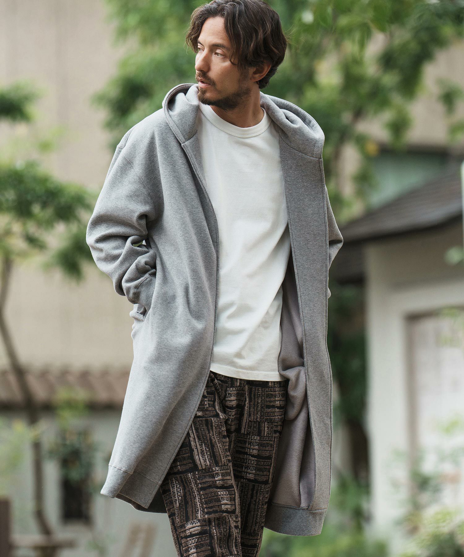 CAMBIO(カンビオ)】Back Shaggy Cardboard Knit Buttonless Hooded 