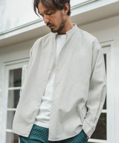 CAMBIO(カンビオ)】Corduroy Distressed Band Collar Shirts バンド