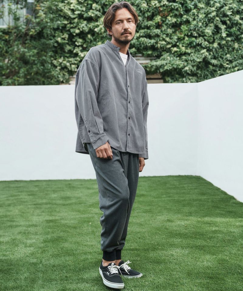 30%OFF【CAMBIO(カンビオ)】Corduroy Distressed Band Collar Shirts