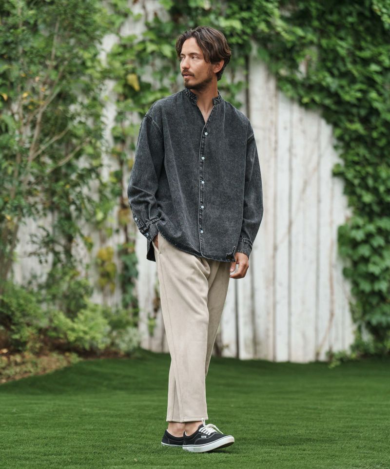 CAMBIO(カンビオ)】Chemical Wash Denim Band Collar Skipper