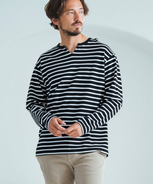 【Magine(マージン)】Border Pattern Span Fraise Long Sleeve Cut Sew ロンT(MGN-242-030)