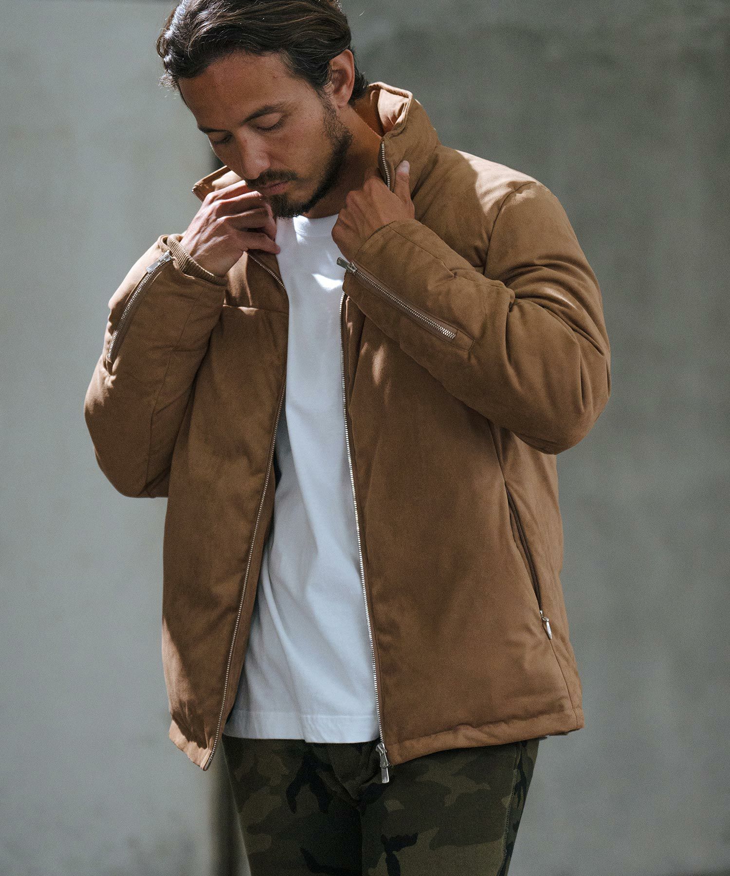 wjk reluxe】synthetic suede leather Thinsulate rider jacket  