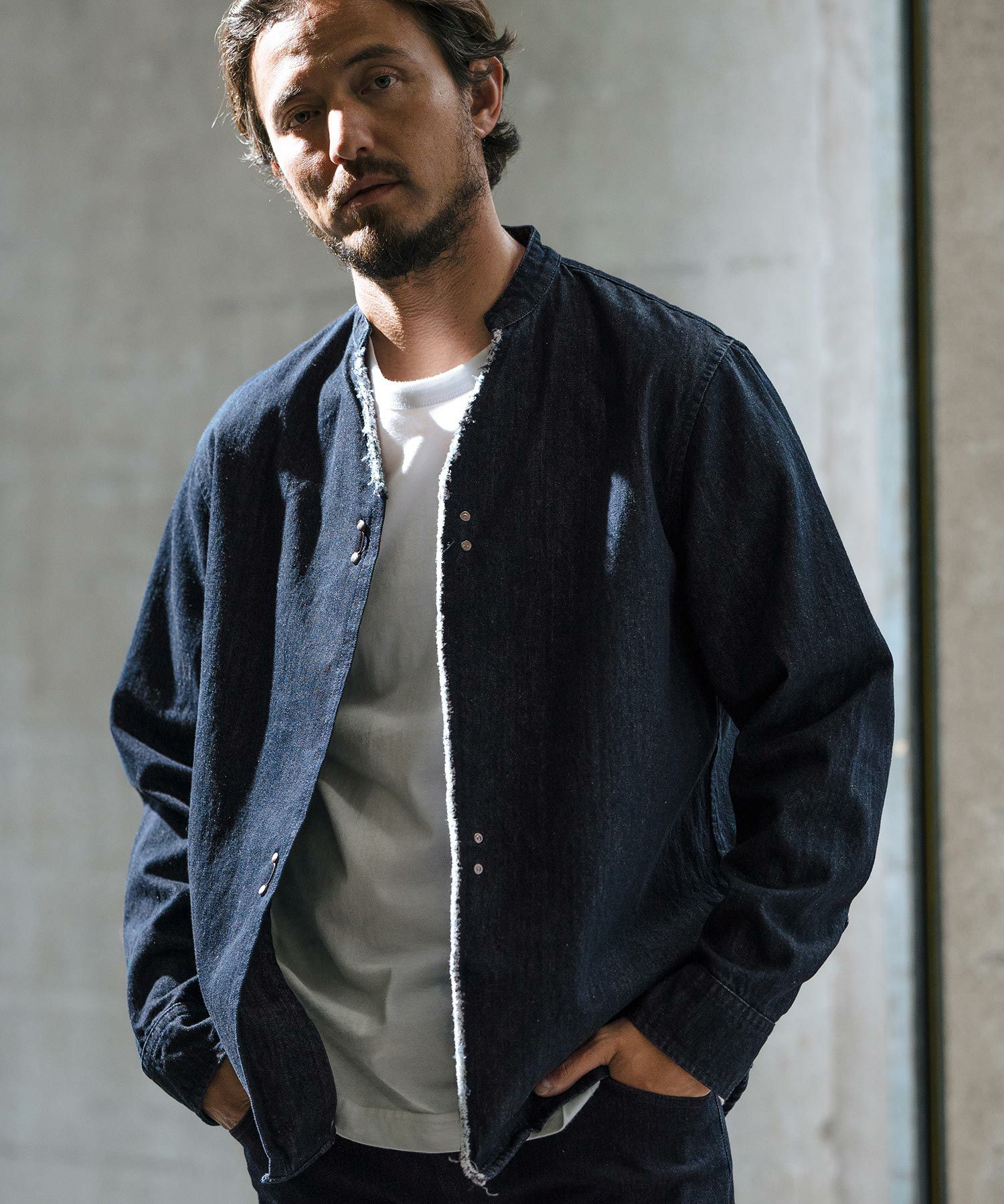 wjk reluxe】denim hook skipper shirt デニムシャツ(WR-242-1-018 
