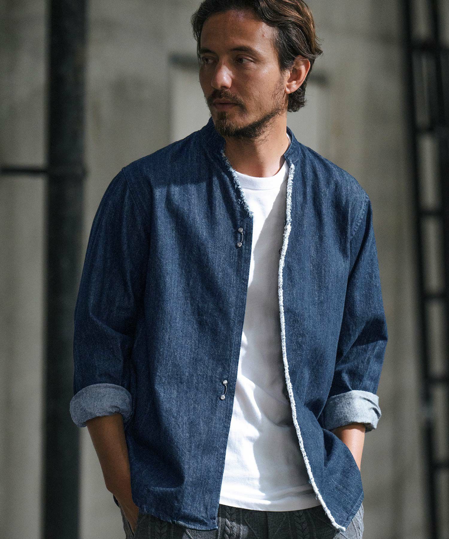 wjk reluxe】denim hook skipper shirt デニムシャツ(WR-242-1-018 