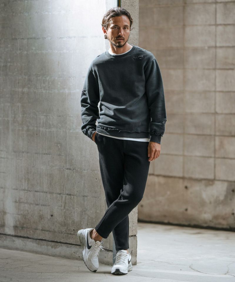 wjk reluxe】back fleece bonding stretch nylon pants ナイロン