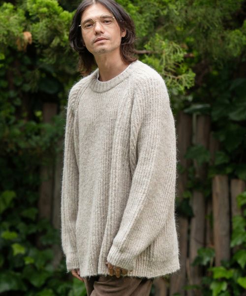 【CAMBIO(カンビオ)】Shaggy Knit Oversized Raglan Sleeve Pullover ラグランスリーブ ニット(CMP-242-006)