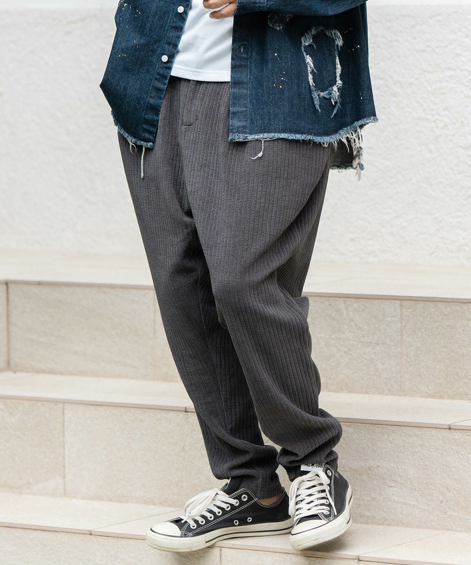 50%OFF【CAMBIO(カンビオ)】Dobby Mole Sarrouel Knit sew Pants