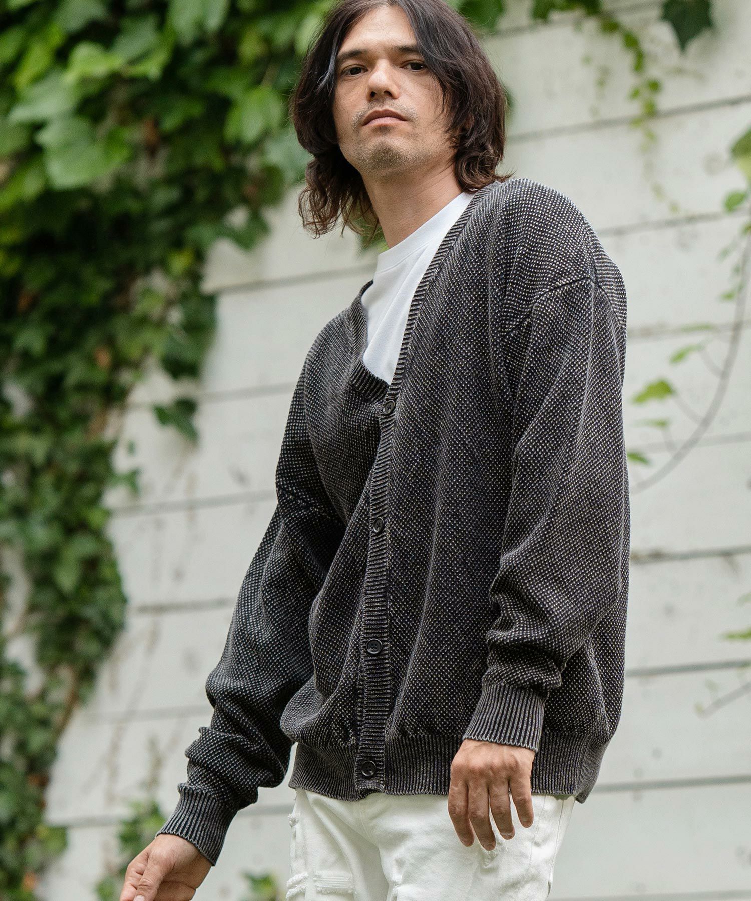 CAMBIO(カンビオ)】Stonewashed Waffle Knit Cardigan ニット