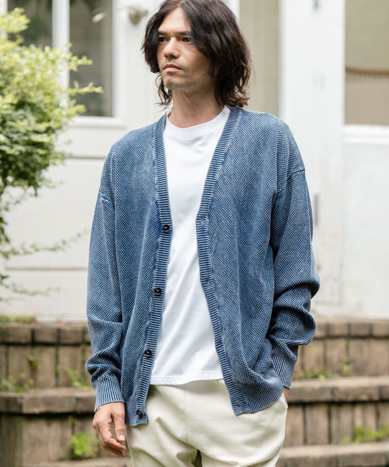 CAMBIO(カンビオ)】Stonewashed Waffle Knit Cardigan ニット