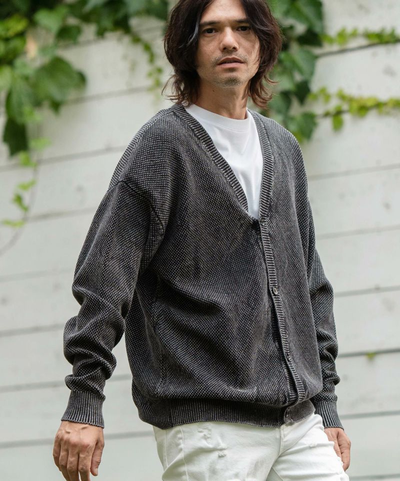 CAMBIO(カンビオ)】Stonewashed Waffle Knit Cardigan ニット