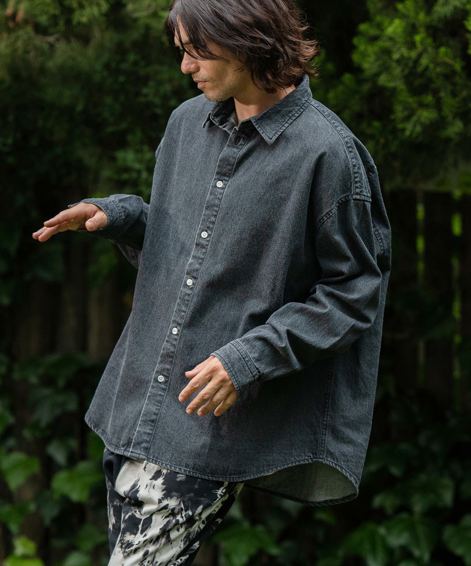 50%OFF【CAMBIO(カンビオ)】Leopard Accent Denim Shirts デニムシャツ