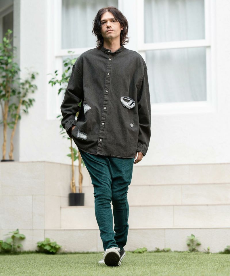 N様 CAMBIO(カンビオ)】Distressed Hickory Repair Denim Shirts