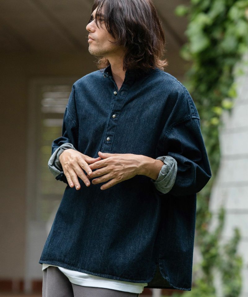 CAMBIO(カンビオ)】Concho Button Band Collar Denim Pullover