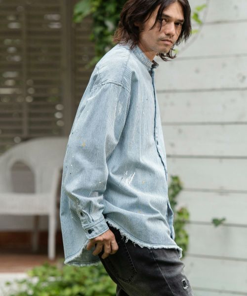 【CAMBIO(カンビオ)】11oz Hickory Denim Distressed Shirts デニムシャツ(MIU-242-007)